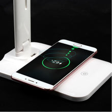 Load image into Gallery viewer, 10W LED Desk Lamp with phone Wireless Charger, USB Charging Port, Dimmable Eye-Caring Office Lamp for Work,  Folding Design Decorative Table Lamp Cute Study Lamps for Bedroom Décor
