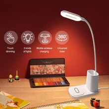 Load image into Gallery viewer, 10W QI Quick Wireless Charging LED Desk Lamp Flexible Touch Dimmable Eye Protect Reading Table Light Bedroom Office Table Lamp Decorative Table Lamp Cute Study Lamps for Bedroom Décor
