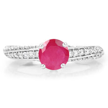 Load image into Gallery viewer, 1.49 Carat Genuine Ruby and White Diamond 14K White Gold Ring (I Color, SI Clarity)

