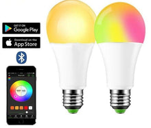 Load image into Gallery viewer, 110V 220V Bluetooth E27 RGBW LED Bulb Lights 5W 10W 15W RGB Lampada Changeable Colorful RGBWW LED Lamp With Remote+Memory Mode  Smart Light Bulbs, RGBCW Color Changing Light Bulb Dimmable, 7W A19 led Bulb 60W Equivalent, Smart Bulbs That Work
