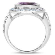 Load image into Gallery viewer, 4.77 Carat Genuine Amethyst and Blue Topaz .925 Sterling Silver Ring

