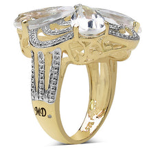 将图片加载到图库查看器，14K Yellow Gold Plated 8.81 Carat Genuine Citrine &amp; White Diamond .925 Sterling Silver Ring
