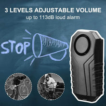Load image into Gallery viewer, 113dB Wireless Vibration Motion Sensor Waterproof Bike Alarm with Remote
