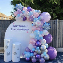 将图片加载到图库查看器，114pcs Snowflake Aluminum Foil Balloon Garland Kit Including Purple White Pink &amp; Rose Gold Confetti Balloons Kit For Wedding Birthday Baby Shower Party Decoration
