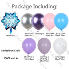 将图片加载到图库查看器，114pcs Snowflake Aluminum Foil Balloon Garland Kit Including Purple White Pink &amp; Rose Gold Confetti Balloons Kit For Wedding Birthday Baby Shower Party Decoration
