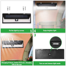 将图片加载到图库查看器，118 LEDs Solar Wall Light Outdoor Motion Sensor Lamp
