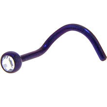 Load image into Gallery viewer, Grade 23 Titanium Dark Purple Crystalline Gem Nose Ring
