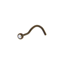 Load image into Gallery viewer, Grade 23 Titanium Bronze Crystalline Gem Nose Ring

