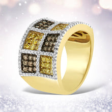 Load image into Gallery viewer, 14KT Yellow Gold Champagne, Yellow and Round Diamond Band Ring (1 1/2 cttw, H-I Color, I1-I2 Clarity)
