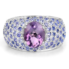 Load image into Gallery viewer, 4.21 Carat Genuine Amethyst and Tanzanite .925 Sterling Silver Ring
