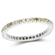 将图片加载到图库查看器，0.57 Carat Genuine Yellow Diamond .925 Sterling Silver Ring
