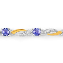Load image into Gallery viewer, 0.77 Carat Genuine Tanzanite and White Sapphire .925 Sterling Silver Bracelet
