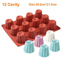 将图片加载到图库查看器，12 Cavity Silicone Mold Cake Mold Muffin Cupcake Baking Tray Dessert Pastry Cake Decorating Tools Nonstick Cannel Mold Baking Cake Pan For Bread Muffin Cake Baking Pan Kitchen Baking Molds
