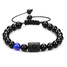 Load image into Gallery viewer, 12 Couple Bracelet Black Stone Bracelets For Women Men Braided Bracelet Natural Stone Zodiac Star Sign Bracelet For Couple Natural Black Stone Bead Bracelet For Men Women
