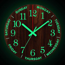 将图片加载到图库查看器，12 Inch Luminous Wall Clock Wall Clock Luminous Wall Clock Wood Silent Light in Dark Night Nordic Fashion Wall Clock Non Ticking Clock with Night Light Wood Silent light in dark night Nordic Fashion Wall Clock Non Ticking Clock With Night Light
