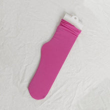 Load image into Gallery viewer, 1/2 Pairs Girls Thin Socks Pack Harajuku Cute Long Frilly Socks Casual Soft Nylon High Elastic Solid White Purple Solid Color Stylish Casual Socks For Men And Women
