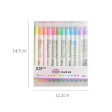 Load image into Gallery viewer, 12-Piece: Cute Double Head Fluorescent Pen Highlighters Set
