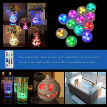 Load image into Gallery viewer, 12-Piece: LED RGB Diving Light Remote Control Decorative Light
