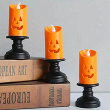 Load image into Gallery viewer, 12-Pieces: Halloween LED Pumpkin Chandelier Candles

