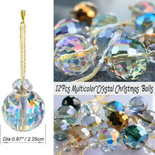 Load image into Gallery viewer, 12-Pieces: Multicolor Crystal Glass Christmas Balls Ornaments
