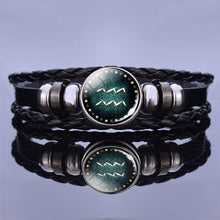 Load image into Gallery viewer, 12 Zodiac Signs Charm Bracelet Men Women Fashion Multilayer Weave Leather Charms 12 Twelve Constellations PU Leather Bracelet Braided Punk Zodiac Sign Bangle
