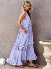 Load image into Gallery viewer, Romantic Ruffled Sleeveless Tiered Maxi Dress with Pockets Elegant &amp; Chic Statement Beautiful Design Dress
