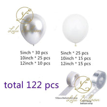 将图片加载到图库查看器，122 pieces White Silver Latex Balloon Arch Garland Kit For Baby Shower Wedding Birthday Graduation Anniversary Bachelorette Party Luxury Ballons
