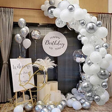 将图片加载到图库查看器，122 pieces White Silver Latex Balloon Arch Garland Kit For Baby Shower Wedding Birthday Graduation Anniversary Bachelorette Party Luxury Ballons
