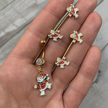 Load image into Gallery viewer, 14G 13/16 Candy Corn Pumpkin Halloween Dangle Nipple Ring Set
