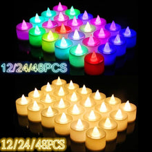 将图片加载到图库查看器，12/24/48pcs Flameless LED Tea light Tea Candles Wedding Light Romantic Candles  Realistic Tea Lights Candles LED Tea light Candles Flickering Bright Tea lights Battery Operated Candles Flameless Candles Lights for  Birthday Party Wedding Decorations
