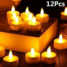 将图片加载到图库查看器，12/24/48pcs Flameless LED Tea light Tea Candles Wedding Light Romantic Candles  Realistic Tea Lights Candles LED Tea light Candles Flickering Bright Tea lights Battery Operated Candles Flameless Candles Lights for  Birthday Party Wedding Decorations
