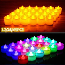 将图片加载到图库查看器，12/24/48pcs Flameless LED Tea light Tea Candles Wedding Light Romantic Candles  Realistic Tea Lights Candles LED Tea light Candles Flickering Bright Tea lights Battery Operated Candles Flameless Candles Lights for  Birthday Party Wedding Decorations
