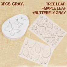 Load image into Gallery viewer, 1/2/3Pcs 3D Silicone Baking Mold Butterfly Leaf Mould Chocolate Fondant Cake Decorating Tool Temperature Resistance 3D Leaf Shaped Silicone Mold Fondant Mold Cupcake Cake Decoration
