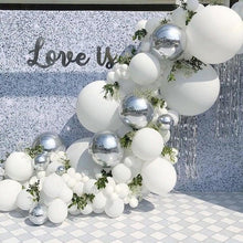 将图片加载到图库查看器，125 pc White Silver Confetti Metallic Balloon Arch Kit For Wedding Birthday Party Decorations Baby Shower Bridal Shower Luxury Birthday Party Wedding Ballons Decoration
