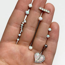 Load image into Gallery viewer, 16G 1/4 White Faux Opal Quad Cartilage Tragus Earring
