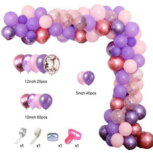 将图片加载到图库查看器，129Pcs Purple And Gold Balloons For Happy Birthday Foil Balloons Banner Circle Dots Garland Birthday Party Decorations Birtdhay Ballons Decoration
