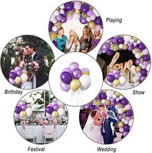 将图片加载到图库查看器，129Pcs Purple And Gold Balloons For Happy Birthday Foil Balloons Banner Circle Dots Garland Birthday Party Decorations Birtdhay Ballons Decoration
