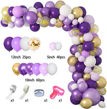 将图片加载到图库查看器，129Pcs Purple And Gold Balloons For Happy Birthday Foil Balloons Banner Circle Dots Garland Birthday Party Decorations Birtdhay Ballons Decoration
