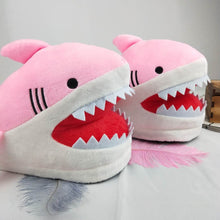 将图片加载到图库查看器，Warm Shark Womens Home Slippers Fashion Plush Winter Funny Elegant Women Slippers Cute Cartoon Shark Indoor Warm Home Cotton Slippers
