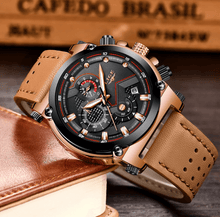 将图片加载到图库查看器，Men's Waterproof Modern Watch With Leather Belts, Stainless Steel Case Excellent Look Perfect Gift
