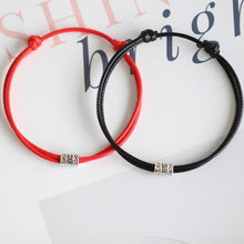 将图片加载到图库查看器，1/2pcs Adjustable Black Red Leather Rope Bracelet Couple Jewelry Handmade Braided Charm Bracelet Adjustable Rope Bracelets Jewelry Gift Bracelets For Men Women Mutual Attraction Handmade Rope For Women Men
