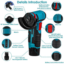 Load image into Gallery viewer, 12V Cordless Mini Angle Grinding Machine

