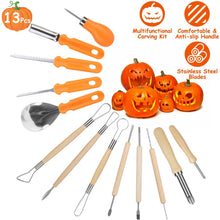 Load image into Gallery viewer, 13-Pieces: Halloween Pumpkin Stainless Steel Carving Kit
