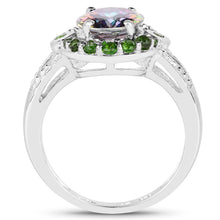 Load image into Gallery viewer, 3.92 Carat Genuine Mystic Quartz&amp; Chrome Diopside .925 Sterling Silver Ring
