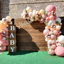 将图片加载到图库查看器，134 pcs Rosewood Beige And Chrome Gold Balloon Garland Kit For Girls Garden Tea Party Birthday Wedding Balloon Baby Shower Party Girl Birthday Decoration
