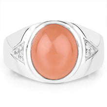 Load image into Gallery viewer, 6.59 Carat Genuine Peach Moonstone and White Topaz .925 Sterling Silver Ring
