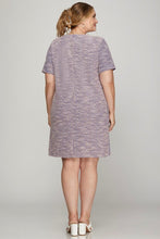 Load image into Gallery viewer, Full Size Short Sleeve Pearl Studded Trim Knit Tweed Dress Plus Size –Elegant and Glamorous Dress with Pearl Detailing for Upscale Events
