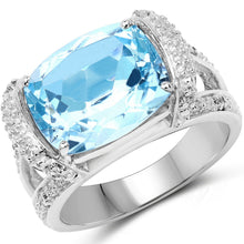 Load image into Gallery viewer, 4.78 Carat Genuine Blue Topaz and White Topaz .925 Sterling Silver Ring
