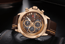 Load image into Gallery viewer, Men's  Sports Waterproof Watch With Chronometers And Leather Belt Multifunction Wristwatch Unique Design Perfect Gift
