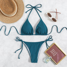 将图片加载到图库查看器，Swimwear Women Bandage Women Triangle Bathing Suits 2 Pieces Bikini Bowknot Swimsuit Bikini Set Swimwear Bikini Sets Bikinis Bathing Suit Push Up Swimsuit Summer Beachwear
